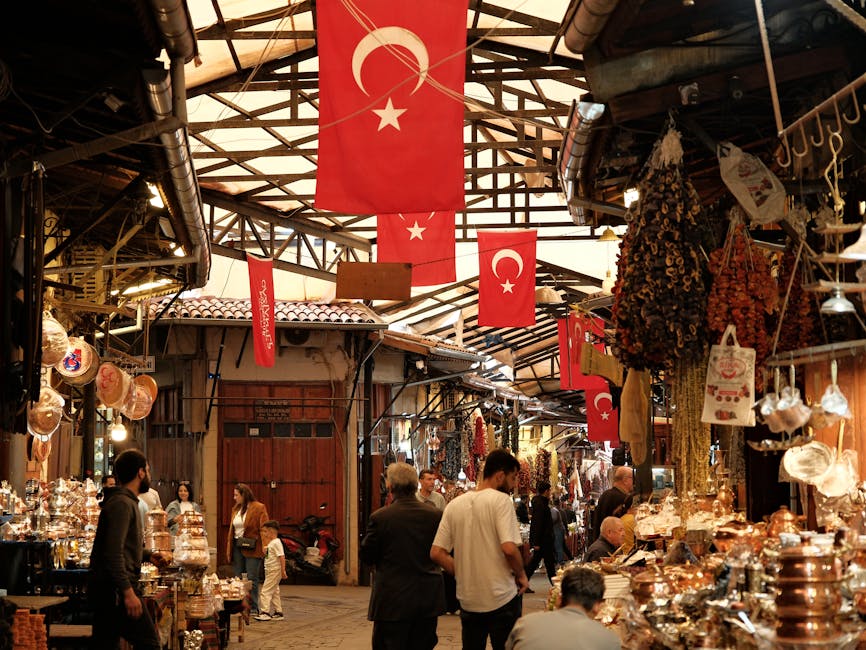 Explore the bustling atmosphere of a traditional Turkish bazaar in Gaziantep, Türkiye, rich in colors and local culture.