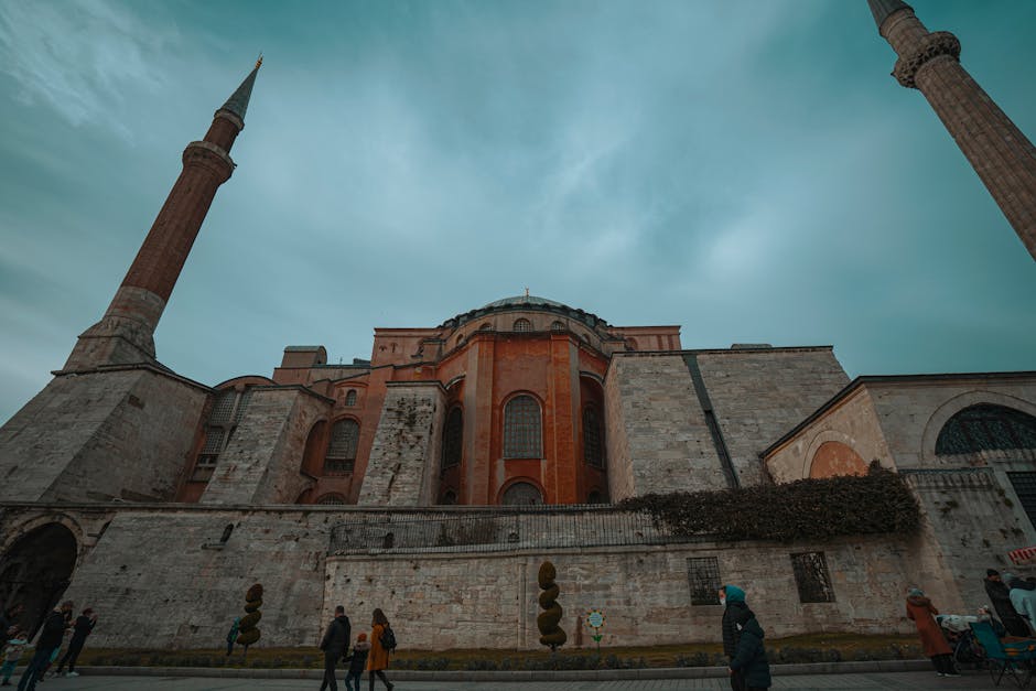 Stunning view of Hagia Sophia's exterior architecture in Istanbul, Turkey.
